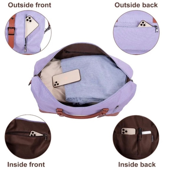 Travel Bag with Shoe PouchCanvas Weekender Duffle Bag - Picture 4 of 4